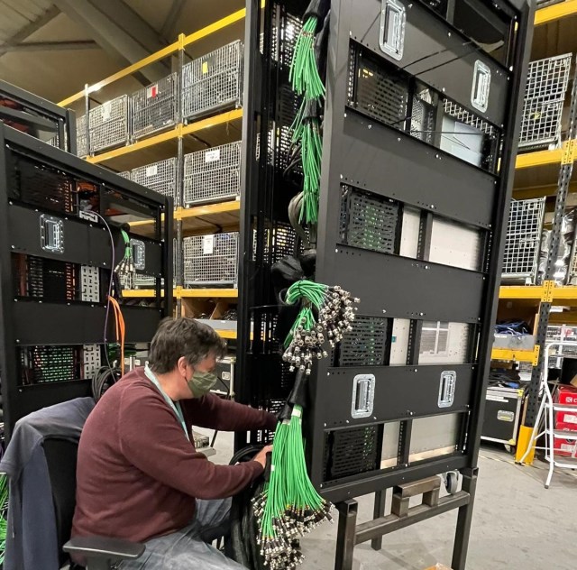 Assembling the racks for one of the Euro 2020 TOCs at Gravity Media in the UK.