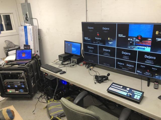 The remote production studio in Thunder Bay, Canada receives the live feeds from Edinburgh, London, and Montreal and delivers them to judges around the world.