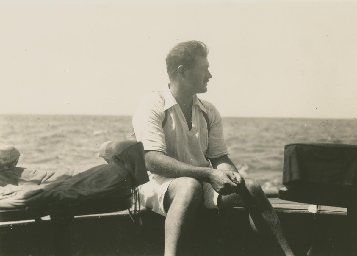 Ernest Hemingway on the fishing boat Anita circa 1929. Cr: Ernest Hemingway Collection. John F. Kennedy Presidential Library and Museum, Boston