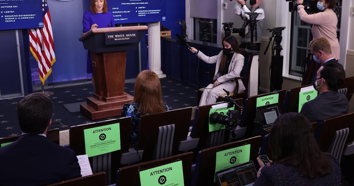 White House press secretary Jen Psaki speaks during a press briefing at the White House on January 20, 2021. Cr: Chip Somodevilla/Getty Images