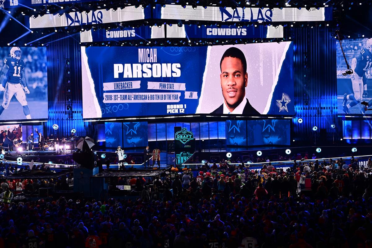 Micah Parsons selected by the Dallas Cowboys during the 2021 NFL Draft. Cr: Phil Ellsworth/ESPN Images