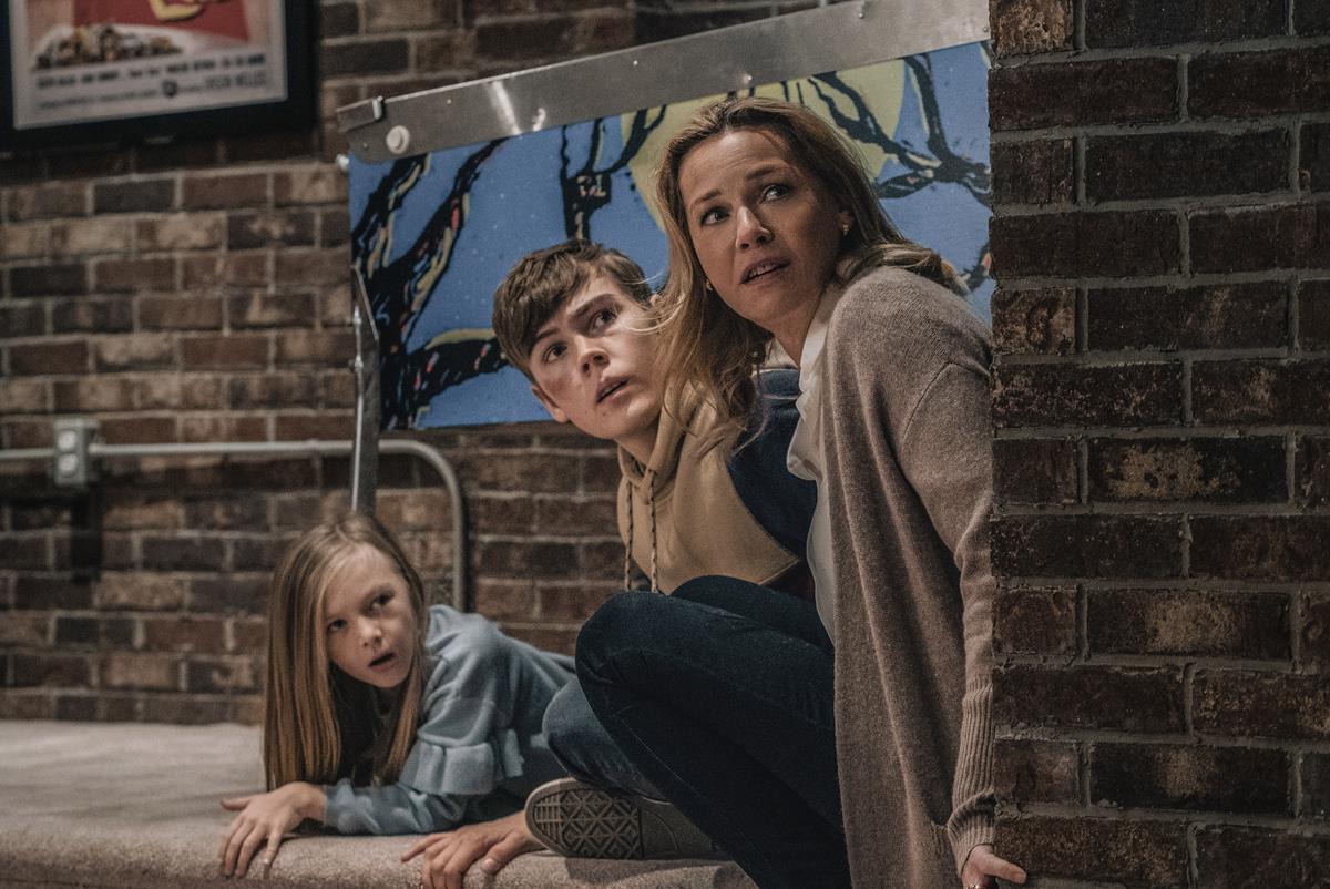 Paisley Cadorath as Sammy Mansell, Gage Munroe as Brady Mansell and Connie Nielsen as Becca Mansell in “Nobody,” directed by Ilya Naishuller. Cr: Allen Fraser/Universal Pictures
