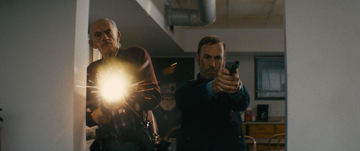 Christopher Lloyd as David Mansell and Bob Odenkirk as Hutch Mansell in “Nobody,” directed by Ilya Naishuller. Cr: Allen Fraser/Universal Pictures