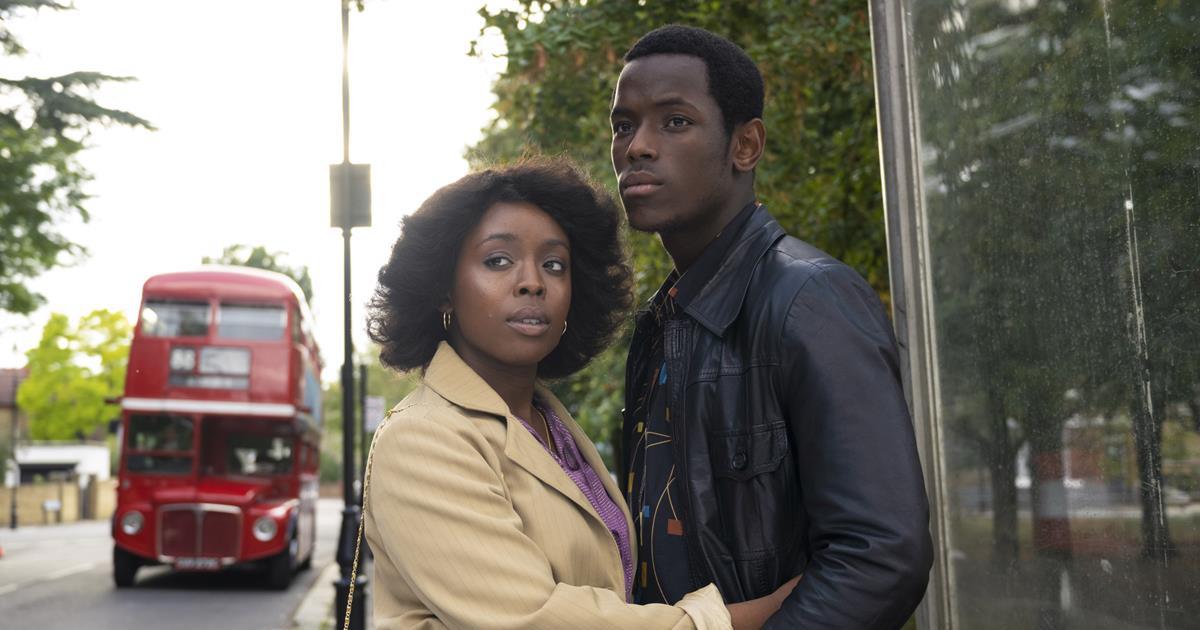 Amarah-Jae St. Aubyn as Martha and Michael Ward as Franklyn in “Lovers Rock.” Cr: Parisa Taghizedeh/Amazon Prime Video