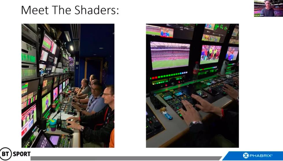 View of the camera shading area in an OB truck for BT Sport: the shading function is absolutely critical to successful live HDR production.