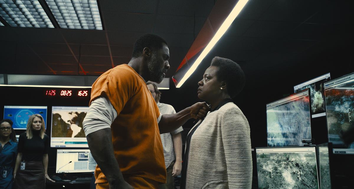 Idris Elba as Bloodsport and Viola Davis as Amanda Waller in director James Gunn’s “The Suicide Squad.” Cr: Warner Bros. Pictures/DC Comics