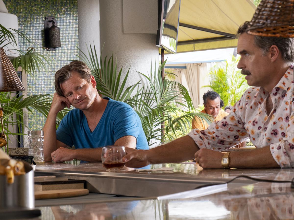 Steve Zahn as Mark Mossbacher and Murray Bartlett as Armond in Episode 3 of “The White Lotus.” Cr: HBO