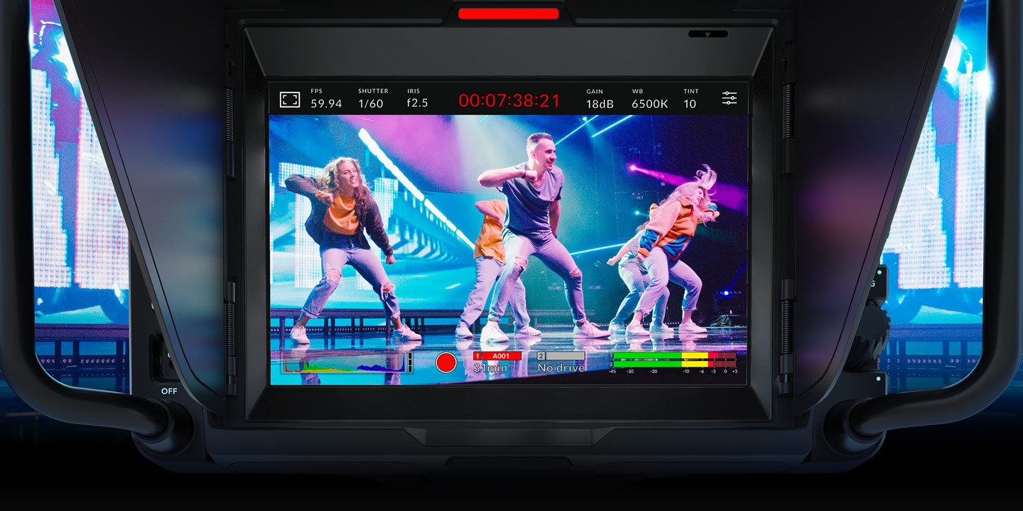 The large 7” high resolution screen makes framing shots much easier. Cr: Blackmagic Design