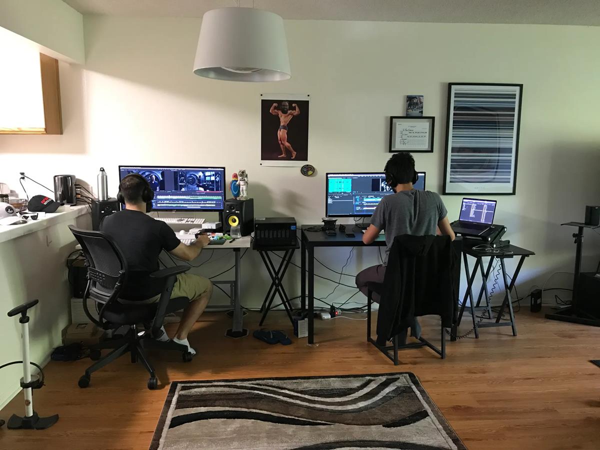 Co-writer and editor Ryan Morrison working from home for director Joe Penna’s “Stowaway.” Cr: Ryan Morrison.
