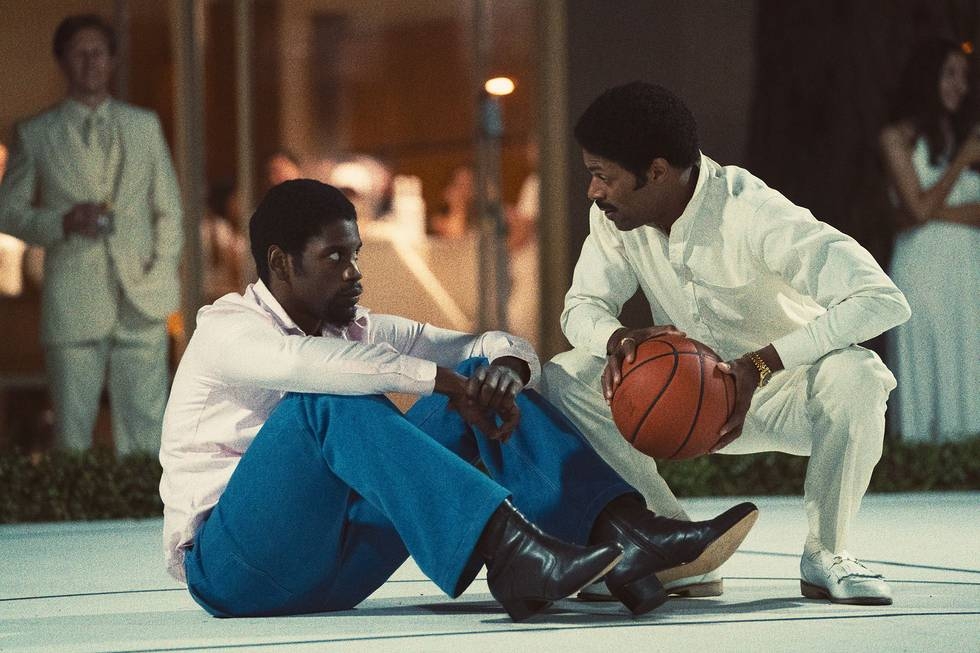Quincy Isaiah as Magic Johnson and DeVaughn Nixon as Norm Nixon in episode 1 of “Winning Time: The Rise of the Lakers Dynasty.” Cr: Warner Media