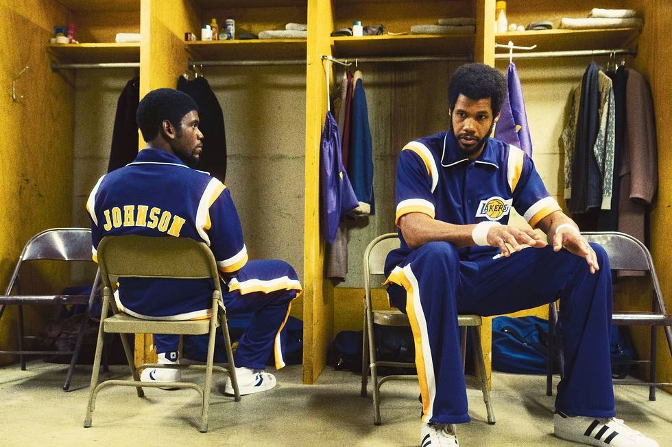 Quincy Isaiah as Magic Johnson and Solomon Hughes as Kareem Abdul-Jabbar in episode 7 of “Winning Time: The Rise of the Lakers Dynasty.” Cr: Warner Media