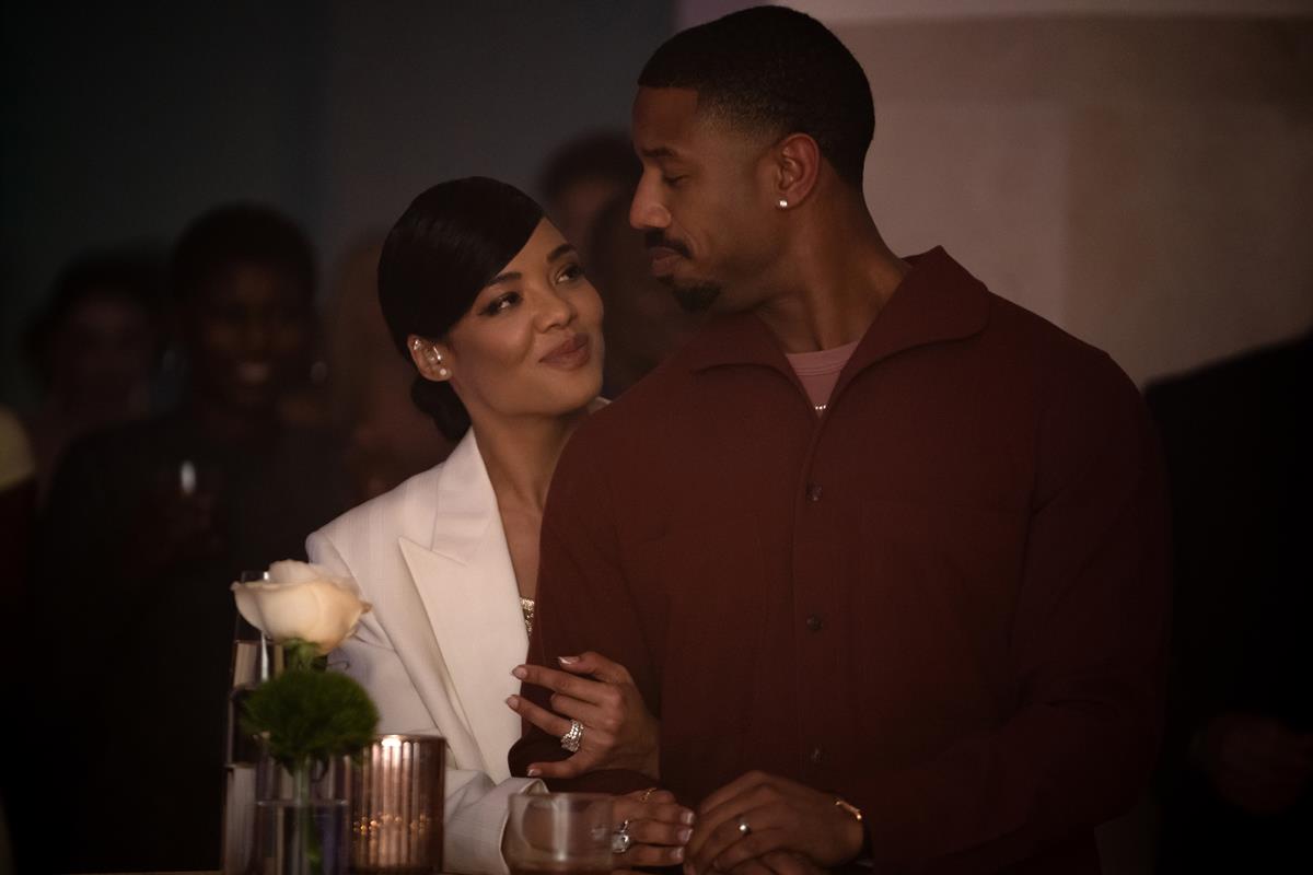 Tessa Thompson as Bianca and Michael B. Jordan as Adonis Creed in “Creed III.” Cr: Eli Ade/Metro-Goldwyn-Mayer Pictures Inc.
